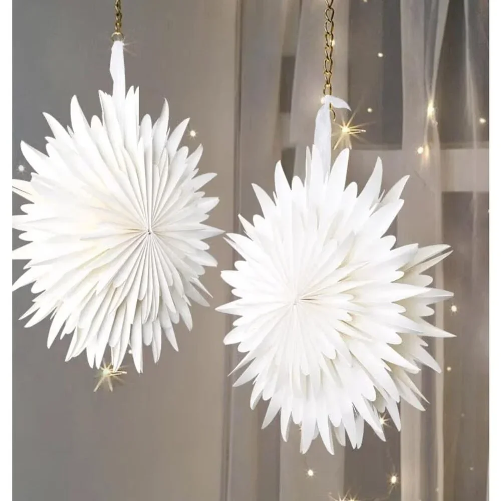 3pcs White Paper Light Shades Hanging Ornament 3DPaper Lampshade Decoration